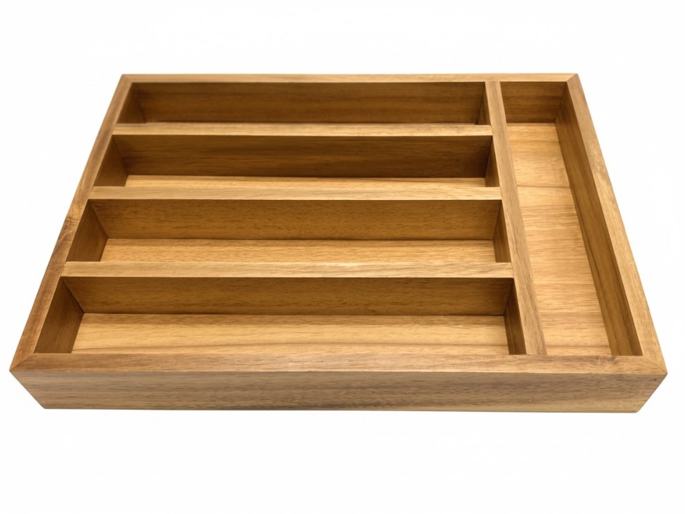Acacia Wood Multi-Compartment Drawer Organizer - Sustainable & Versatile Storage